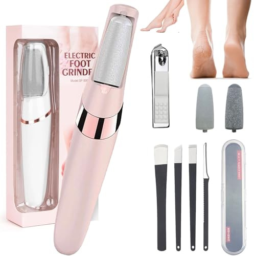 3 Pro Callus Remover, Removes Dry, Cracked Skin & Tough Calluses, Rechargeable Cordless Foot Callus Remover for Feet with 2 Speeds & 2 Roller Heads, Foot File Set for Dead Skin Removal (Pink B)