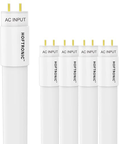 HOFTRONIC - 5-Pack LED Tubes 4ft - 18 watts 1980 lumens (110 lm/W) - T8 G13 - LED Fluorescent Tube Flicker-Free - Neutral White 4000K Tube lamp - Service Life: 30,000 Hours 3-Year Warranty