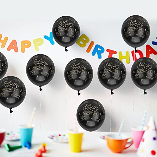 Tixiyu Kvalitetslatexballong med Engelska Ordmönster för Festdekor 20 St 12 Tums Ballonger Svart Gyllene (Svart)