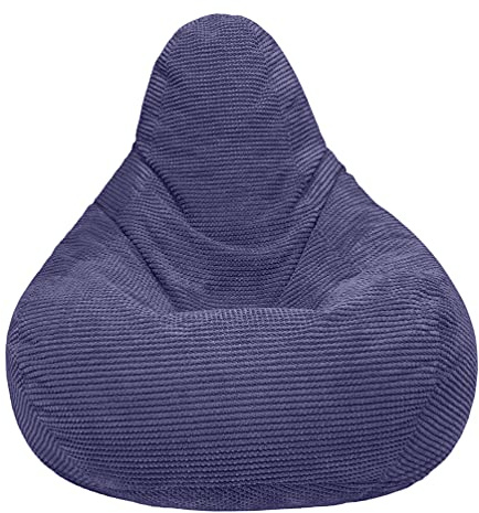Loft 25 Pouf ergonomique d’intérieur en forme de poire à dossier haut pour adulte en tissu velours côtelé et doublure intérieure Violet