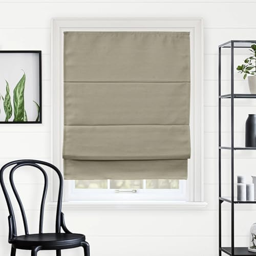 Chicology Roman Shades for Windows, Roman Window Shades, Roman Shades, Blackout Shades, Window Treatments, Window Shades for Home, Window Shade, 33 W X 64 H, Del Mar Sandscastle (Blackout)