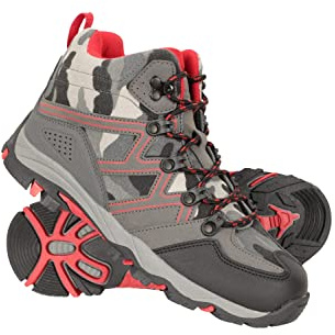 Mountain Warehouse Oscar Kids Walking Boots – Suede Footwear with Sturdy Grip, Padded Ankles & Strong Outsole – For Spring Summer Travelling, Hiking, Camping Camouflage Junior Shoe Size 3