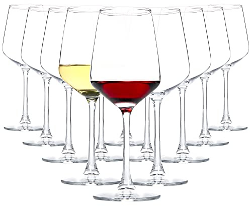 HAKEEMI Red/White Wine Glasses Set of 12, 12 oz Clear Wine Glasses with Stem, Dishwasher Safe
