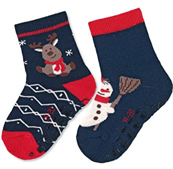 Sterntaler Unisex Kinder Fliesen Socken Baby Abs-söckchen Doppelpack Weihnachten, Marine, 20