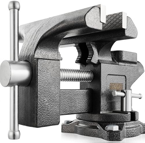 [Upgraded] Bench Vise 6” - Table Vice For Workbench, Utility Vise with Heavy Duty Cast Iron, Multi-Jaw, 270 Degree Swivel Base, Larger Anvil, Easy Adjustment for Woodworking, Workshop DIY Uses