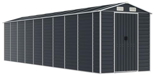 vidaXL Trädgårdsskjul antracit 191x810x198 cm galvaniserat stål, verktygsbod, verktygsskjul, bod, verktygsbodar, skjul, bodar, vedbod, vedbodar