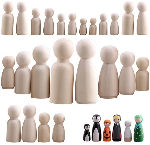50 Pcs Non Finite Bambola, Bambole a Pioli in Legno, Omini Legno Fai-Da-Te, Figure Familiari da Dipingere, per Lavori Fai da Te Creazioni Artistiche e Painted