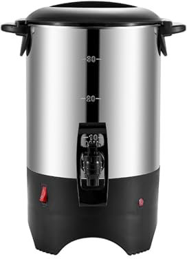 Percolateur Commercial De L'urne De Café - 5,5 L De Capacité, Idéal pour La Restauration, Les Cafés, Les Mariages Et Les Réceptions - 1000w 304 En Acier Inoxydable, Avec Filtre Amovible, Grand Distrib