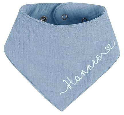 ARTEE Personalisiertes Halstuch Dreieckstuch aus Musselin Gaze 100% Baumwolle für Babies und Kleinkinder in 2 Grössen erhältlich, mit Namens Personalisierung aus OekoTex zertifiziertem Druckmaterial