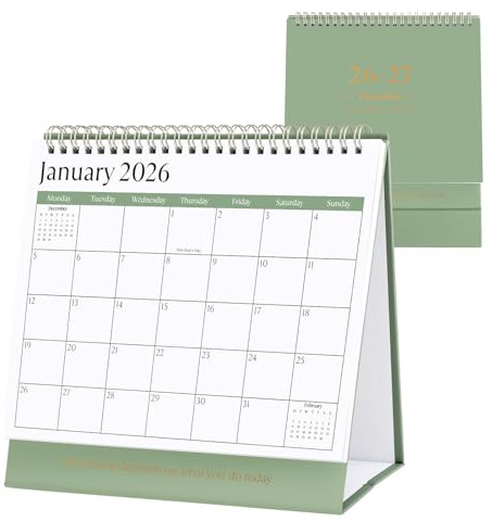 Desk Calendar 2026 UK, 18 Months Runs from Jan. 2026 to Jun. 2027, Monthly Standing Flip Desktop Calendar for Family Planner Diary, 22 X 21 cm