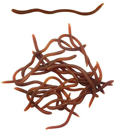 Artificial Fishing Worms Night Crawlers, Trout Worms, 10cm Worm Shaped Fishy Smell Soft Lure Baits with Box for Anglers Bait Earthworm