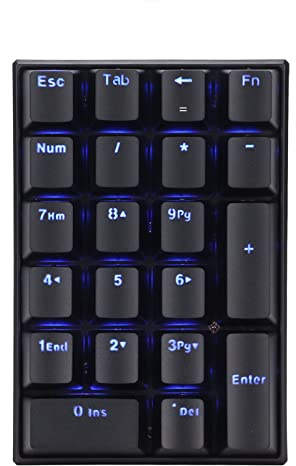 Goshyda TAST Number, Tastiera Numerica Cablata USB Meccanica con Retroilluminazione a LED, 21 Chiavi Numpad per PC per Computer Desktop per Laptop (Interruttore Blu)