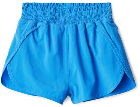 Amazon Essentials Pantalones Cortos Deportivos de Talle Alto y Tejido Elástico de Alto Rendimiento con Cintura Elástica Niñas, Azul Marino, 7-8 años