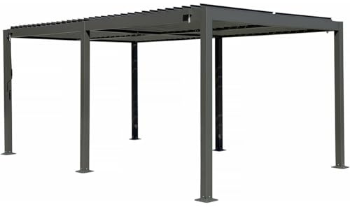 Pergola bioclimatica autoportante Kensington in alluminio - 3 x 5 m - Grigio