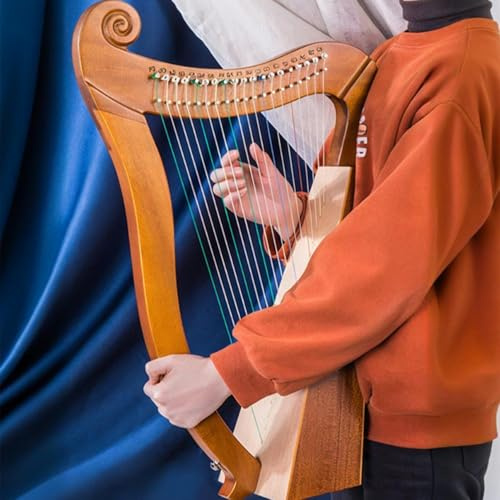 Wsexyy 19-strängad lyrharp, solid mahognyspakharp, 3-håls resonansdesign, keltisk irländsk harpa, med inställningsnyckel och förvaringsväska, för nybörjare, vuxna och musikälskare