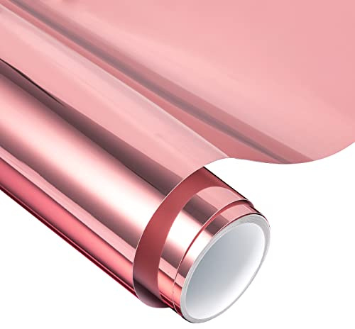 VINYL FROG Rose Gold Chrome Vinyl 12 x5ft Rose Gold Permanent Vinyl Roll | Rose Gold Adhesive Vinyl Metallic Vinyl No Bubble Mirror Vinyl for DIY Mug, Wrap, Stickers, Lettering, Home Decor