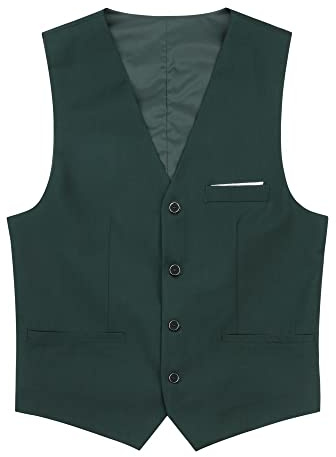 YOUTHUP Chaleco para hombre, formal, ajustado, con cuello en V, para tiempo libre, para negocios, bodas, verde, XL