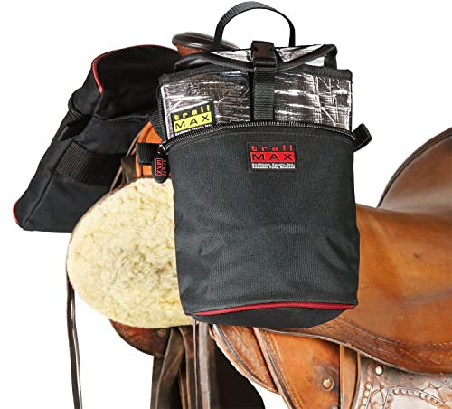 TrailMax Medium Horse Pommel Bags for Your Western Saddle; Insulated Saddle Bags for Horses; Camera or Cellphone Saddle Bag; Secured W/Velcro Straps; fits Western/Endurance Saddles, Red Piping