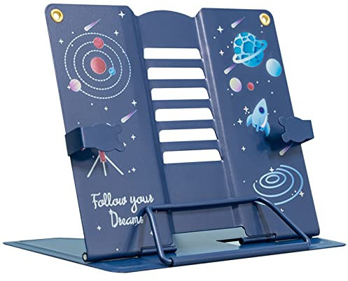 Bncxdc buchständer, buchhalter, Kochbuch-Leseablage mit 6 verstellbaren Winkeln und Büroklammer, stabile Metall-Präsentationsständer für Lehrbücher, Dokumente, Musikbücher, robust und faltbar