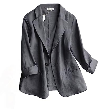 Blazers for Women Business Casual Outfits for Women 2025 Work Clothes Spring Summer Corporate Professional Interview Outfits 3/4 Length Sleeve Tops, Grey, M