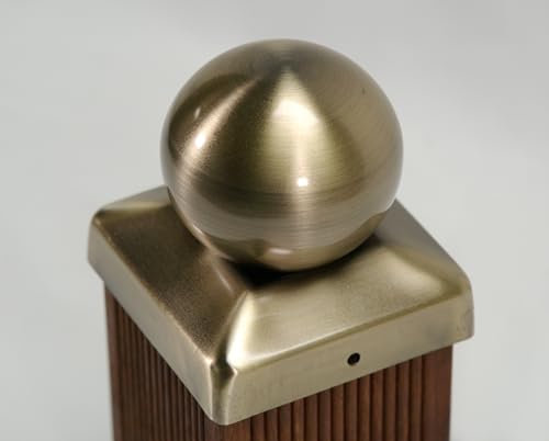 Pfostenkappe Zaunkappe Zierkappe Schutzkappe Antik Optik für Holzpfosten mit Kugel inkl. Edelstahl-Schrauben (91x91 mm (für Pfosten 9x9 cm))