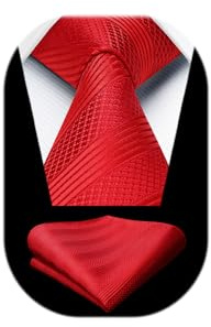Enlision Corbatas de Hombre Seda Corbata Roja Rayas Corbata y Pañuelo Hombre Set para Boda Fiesta Business