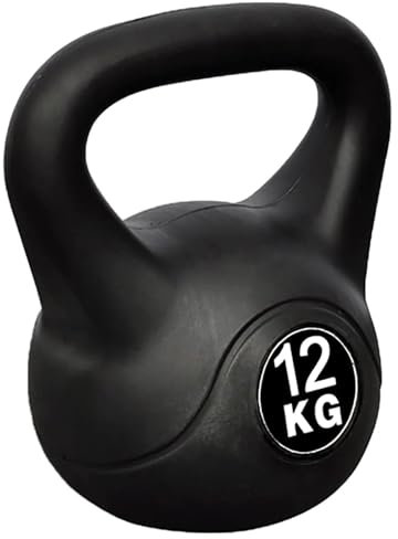 Gecheer Kettlebell Kugelhantel Trainingshantel aus Beton Mit Einer Kunststoffummantelung,Fitness-Kugelhantel 22,5 x 22,5 x 32 cm,Gewicht 12kg,Beton mit Kunststoffummantelung