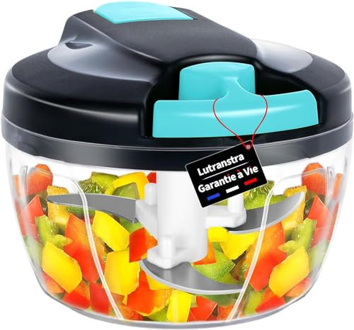 Lutranstra Tritatutto Manuale 550 Ml,Trita Verdure Manuale,Tritaverdure Da Cucina Manuale,Frullatore Manuale,Tagliaverdure Manuale,Mini Tritatutto Manuale Per Carne,Alimenti Per Neonati,Carota (Blu)