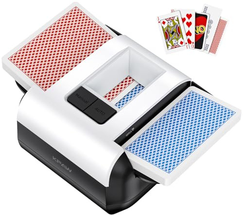 KPAW Mélangeur Automatique – 1 à 2 Bureaux, Batterie Rechargeable de 2000 mAh, opération en Une Pression, Portable et innovante, adaptée pour Les Jeux de Cartes à Domicile, Le Poker, Le Texas Hold'em