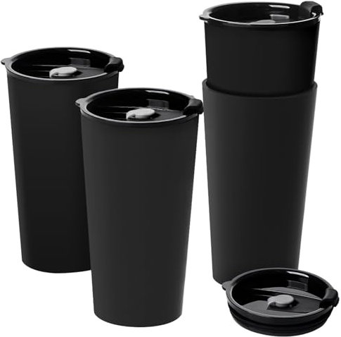 Greentainer Travel Mug mit Deckel,Plastik Robust Coffee-to-go-Becher,600ml Wiederverwendbare Thermobecher,Auslaufsicher Becher für Wasser Milch Tee |Camping Kaffeebecher für RV,Party,Picknick