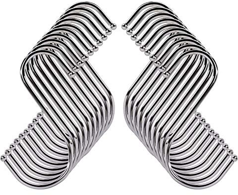 Yesaler Crochets en S de 10 cm en S Crochet de Suspension en Acier Inoxydable pour Ustensiles de Cuisine, Serviettes, Vêtements, Plantes, Outils de Jardinage 20 Pièces (Argent)