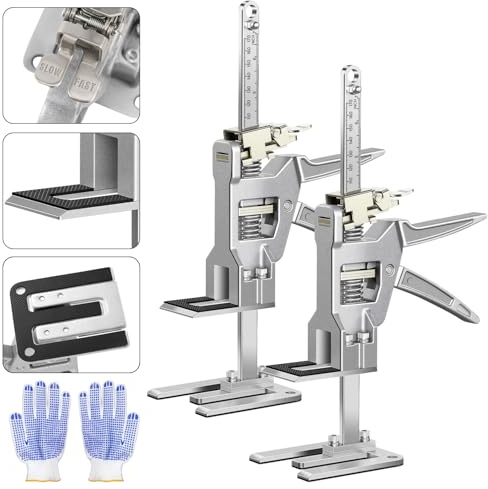 Raynesys Pack of 2 Labour-Saving Arm, 12 Inch All-Metal Lifting Tool, 100 kg Capacity, Wall Tile Localiser for Furniture, Doors, Board Lifter, Precise Control for Slow/Fast Descent