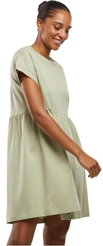Urban Classics Damklänning, Ladies Organic Empire Valance, T-klänning, kortärmad volangklänning med hög midja, av ekologisk bomull, storlekar XS – 5XL, softsalvia, L