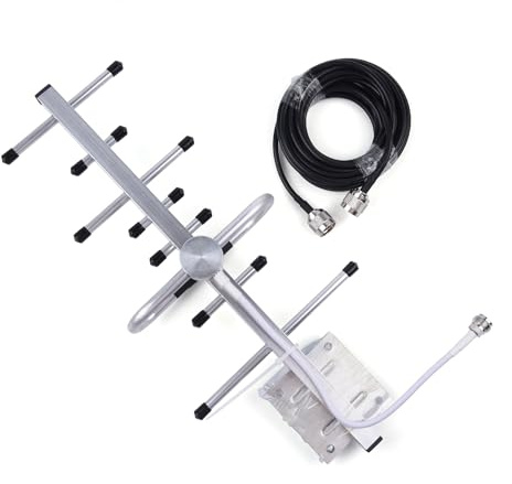 WSOLDMA Antena Yagi inalámbrica para Exteriores 2G/3G/4G LTE de 12 dBi, 698-2700 MHz, Conector N Hembra con Cable de 0,3 m (Antena y Cable de 10 m)