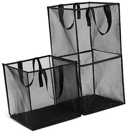 KAILIKETIY 2 piezas Cesto Ropa de Malla con Asas Reforzadas Cesta Colada Ligera y Transpirable para Almacenamiento de Ropa Sucia de Hampers Resistentes y Fáciles de Limpiar