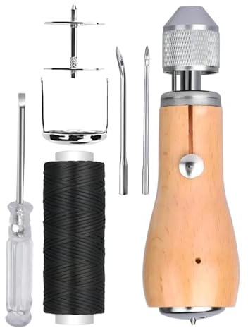 Kit di punteruoli da cucito in pelle con filo cerato piccolo set di cacciaviti ago curvo e affusolato per set di strumenti artigianali kit punteruolo con ago curvo e affusolato