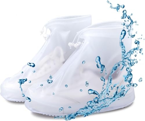 FENGCHUAN Gcouvre Chaussure Impermeable Tailles Surchaussures Impermeables Blanc sur Chaussure Imperméable Convient aux Jours de Pluie, de Neige, de Randonnée et aux Sentiers Boueux