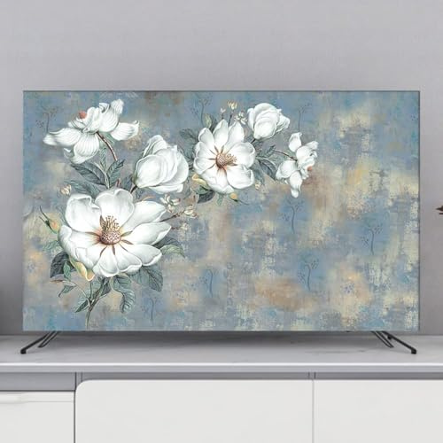 HSTANGKY Funda Para TV De Interior Fundas Protectoras Para TV Con Estampado Floral Para Televisores LED/LCD Tela Suave Para Montaje En Pared Y Escritorio-flower5||65inch