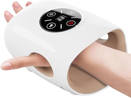 Masajeador eléctrico de mano, masajeador de mano inalámbrico, 3 modos de masaje, 5 niveles de prensa, 2 temperaturas, portátil con pantalla táctil, masajeador de mano para mujeres y hombres