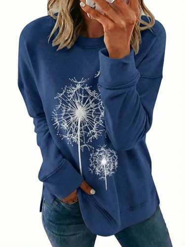 Cicy Bell Långärmad damtröja tröja elegant basic långärmad tröja rund hals tröja casual toppar