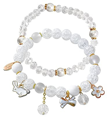 Färger armband 2 små armband smycken flickor nyfödda babyarmband för baby flickor armband småbarn och små flickor smycken presenter till tonåringar för 8 (Vit, en storlek)