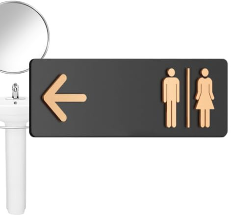 Richtungs-WC Schild – Acryl-Toilettenzeichen Für Damen & Herren Mit Pfeilen Links/Rechts | Selbstklebendes Wandschild Für Unternehmen Zuhause Büro Restaurant Wäscherei Einkaufszentrum Sowie