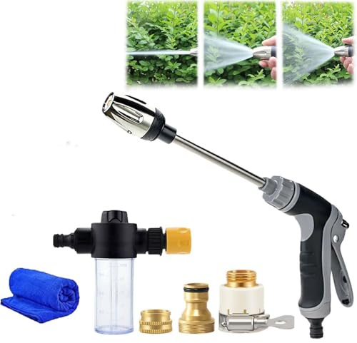 Jetterix Pressure Washer – 2026 Nuevo Jetterix Boquilla de Alta Presión para Manguera, Cañón de Espuma Multifuncional con Niveles Ajustables para Coche, Terraza y Jardín (1 Juego + Maceta de Espuma)