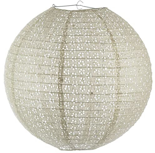 Atmosphera - Lanterne boule - papier ajouré et métal - D45 cm - Taupe