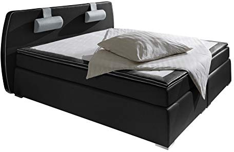 Atlantic Home Collection Letto a molle REX, 180 x 200 cm, con topper (durezza H2) e cuscino cervicale, nero