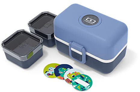 monbento - Lunch Box Bambini MB Tresor Infinity - Porta Pranzo con 3 Scomparti - Perfetto per Pranzi o Merende a Scuola/Parco - Senza BPA - Sicuro Per Uso Alimentare - Blu