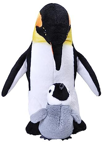 WILD REPUBLIC Mom and Baby Kaiserpinguin, Großes Kuscheltier, 38 cm, Geschenkidee für Kinder, Kuscheltier mit Baby, Riesen-Stofftier aus recycelten Wasserflaschen