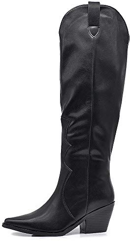 IF Fashion Cowboy Western Scarpe da Donna Stivali Alti A Punta Camperos Texani 9619 Nero N.41