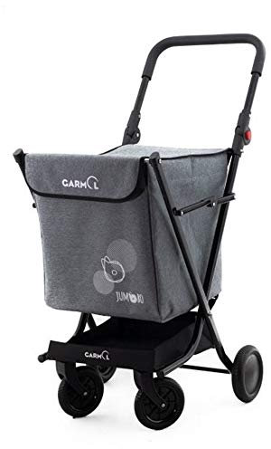 GARMOL Carro de la Compra Plegable 66 litros | Carro de la Compra 4 Ruedas Gran Capacidad | Carrito Compra 4 Ruedas Plegable Color Gris