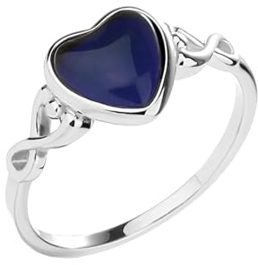 Precious Pieces .925 Sterling Silver Heart Mood Ring Changing Colors for Children, Little Girls, Kids, Teenagers, Women, or Adults